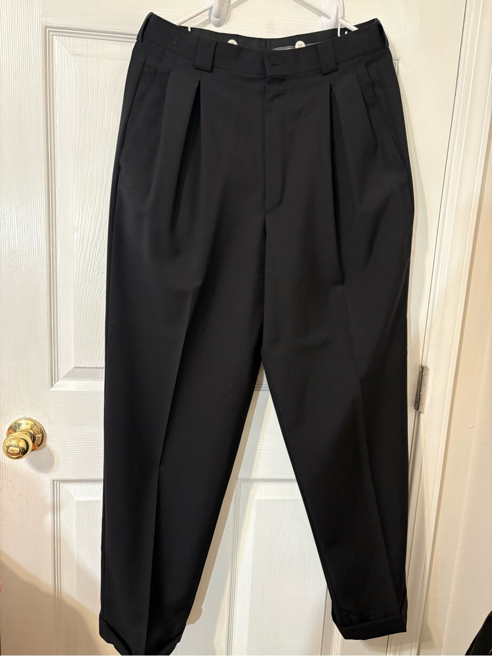 Giorgio Armani Black Pleated Tapered Dress Pants